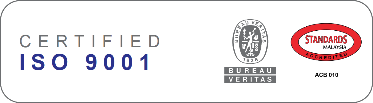 Certified ISO 9001 Bureau Veritas Standards Malaysia mark
